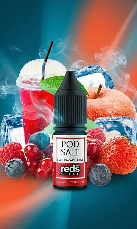 سالت نیکوتین پادسالت Pod Salt طعم تمشک آبی سیب یخ Blue Raspberry Apple Ice