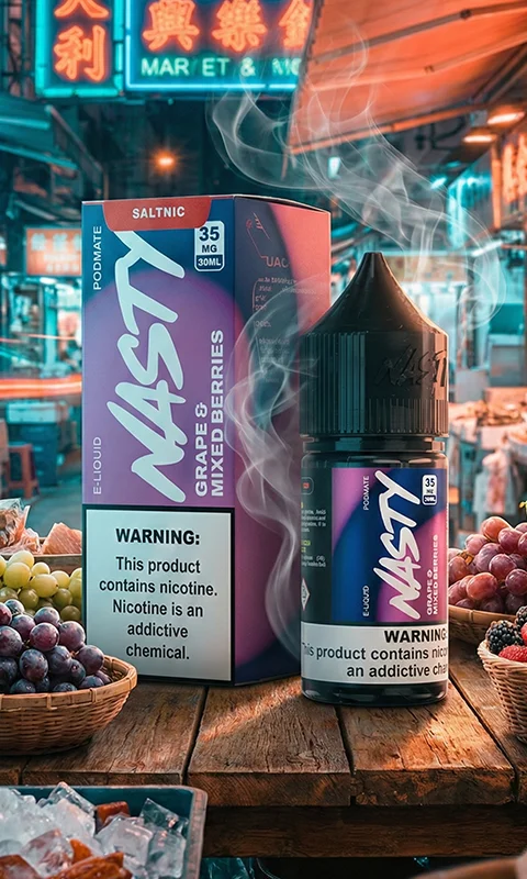 سالت نیکوتین نستی انگور میکس بری Nasty Salt Grape Mix Berry